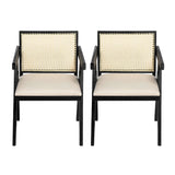 Chandigarh Farmhouse Style Cane Upholstered Dining Chairs (Set of 2)