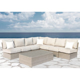 Comfortable Modern Patio Rattan Sectional Set With Cushions