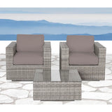 Wicker Seating Group Set With Table And Cushions
