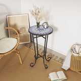 French Country Patio Side Table With Vibrant Tile Top