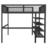 Loft Bed With 4 Tier Shelves And Storage