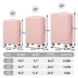 3 Pieces Set 20" / 24" / 28" Spinner Wheel Luggage With Combination Lock