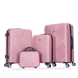 4 Piece Lightweight Suitcase, Makeup Box, Aircraft Wheels