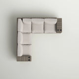 Wide Outdoor Wicker Patio Sectional With Cushions & Reversible Design - Gray