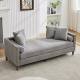 Upholstered Chaise Lounge Indoor With Nailheads, Sleeper Sofa Couch With 4 Throw Pillows & 2 Bolsters, Daybed With Rubberwood Legs
