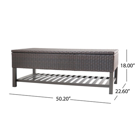 Regent - Storage Bench With Metal Rack - Brown Multi
