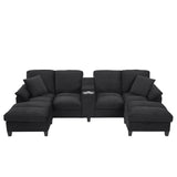 Modern U-Shaped Sectional Sofa With Storage Ottomans