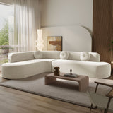 Extra Large Sectional Sofa Soft Fabric Upholstery, Elegant Curved Design With 3 Round Cushions, High - Resilience Foam For Ultimate Comfort - Beige