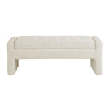 Elegant Soft Close Storage Bench Polyester Upholstery - Cream