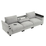 Sectional With Bluetooth Speaker Comfy Cloud Couch Set With Drop Down Table Cup Holders, USB Charger Storage Armrest Wide Seat Sofa