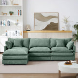 L Shaped Modular Sectional Sofa With Movable Ottoman, 3 Seater Comfortable Seating