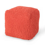 Sunny - Square Pouf, Versatile Ottoman Or Floor Cushion - Coral