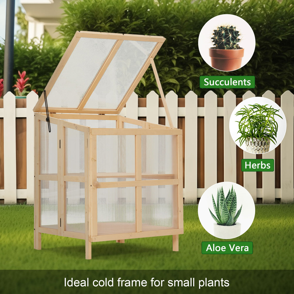 2 Tier Foldable Cold Frame Greenhouse, Portable Wooden Greenhouse Garden Cold Frame Raised Planter Box With Shelves - Natural Wood