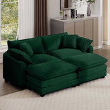 Modern Oversized Modular Cushion Sofa With Ottoman, Low Back, Deep Seating Sofa Set