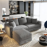 Deep Seat Convertible Sofa With Soft Pillows And Ottomans