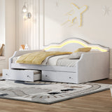 Upholstered Daybed With LED Lights And 2 Drawersme