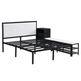 Platform Bed With 2 Tier Storage Shelves, Storage Cabinet