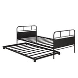 Twin Size Daybed Platform Bed Frame With Trundle Built In Casters - Black