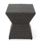 Outdoor Wicker End Table - Brown Multi