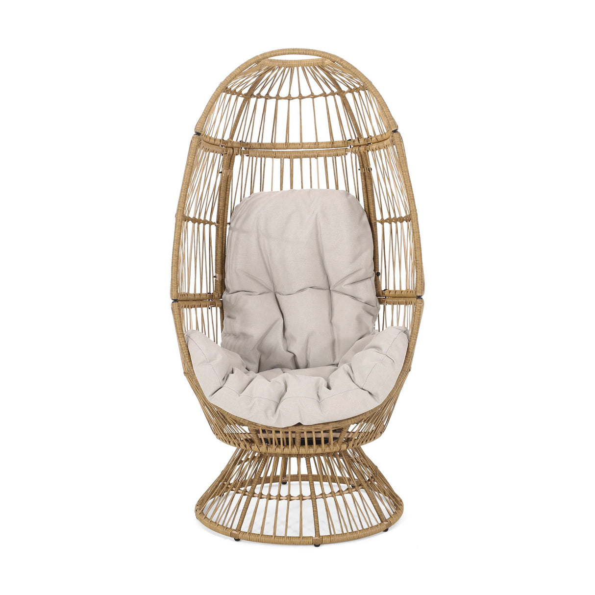 Patio Swivel Basket Egg Chair With Cushion