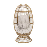 Patio Swivel Basket Egg Chair With Cushion