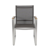 Poetic - Outdoor Dining Chair With Faux Wood Arms And Aluminum Frame (Set of 2) - Gray