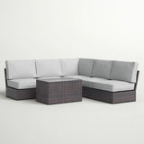 Modular 4 Person Outdoor Seating Group With Cushions - Espresso
