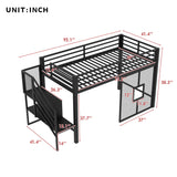 Twin Low Loft Bed Frame With Storage Staircase - Black