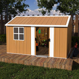Heavy Duty Metal Storage Shed With Windows And Lockable Door, Weatherproof Outdoor Garden Shed