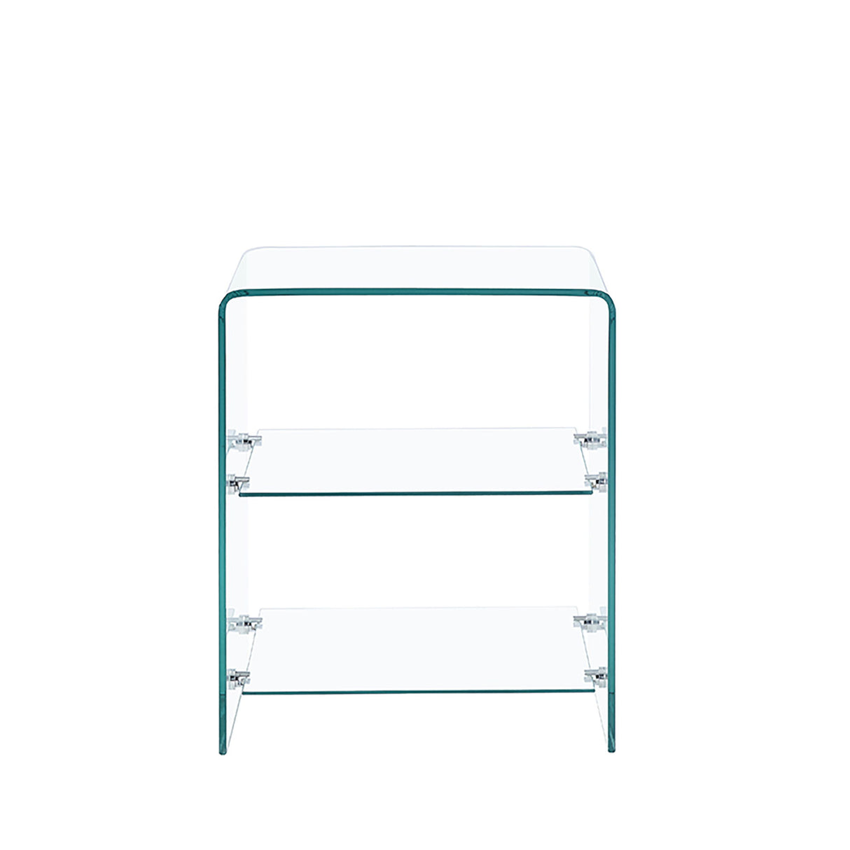 Tempered Clear Bent Glass Side Table Sofa Table, Multi Purpose Use, Premium Tempered Glass - Transparent