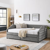 Elegant Daybed With Trundle Upholstered Tufted Sofa Bed