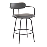 Demi - Contemporary Fixed Height Counter Stool With Swivel With Round Footrest (Set of 2)