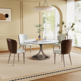 Modern Round Dining Table With 360° Rotating Lazy Susan Scratch & Chairs