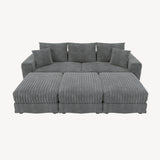 Deep Seat Convertible Sofa With Soft Pillows And Ottomans