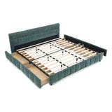 Modern Platform Bed Frame With Thick Chenille Fabric