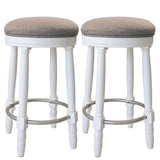 360° Swivel Wooden Barstools With Upholstered Seat, Counter Height (Set of 2)