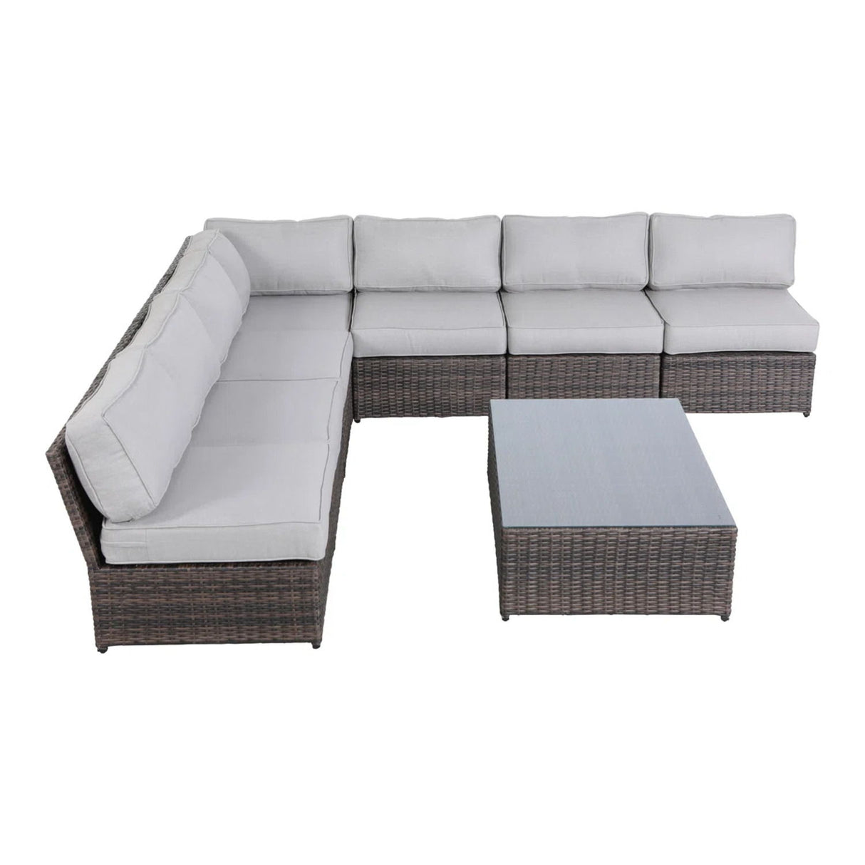 Comfortable Modern Patio Rattan Sectional Set With Cushions