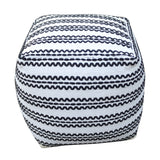 Lani - Handcrafted Fabric Pouf, Durable Cotton Square - Natural / Black
