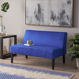 Contemporary Loveseat With Upholstered Fabric And Birch Wood Legs