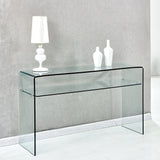 Modern Glass Console Table With Rounded Edges For Versatile Use Tempered Glass - Clear