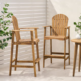 Outdoor Acacia Wood Adirondack Barstools (Set of 2)