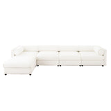 Contemporary Elegant White Chenille Sofa With Storage And Ottoman