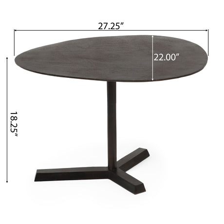 Industrial Style Elliptical Side Table With Aluminum Frame - Bronze