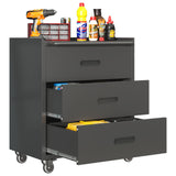 Heavy Duty Metal Storage Cabinet With Wheels 3 Drawer Tool Cabinet For Garage, Office, And Home Organizer Solutions