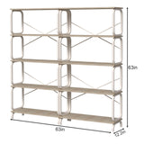 5 Tier Industrial Bookshelf, Tall Bookcase With Open Design, Vintage Storage Organizer