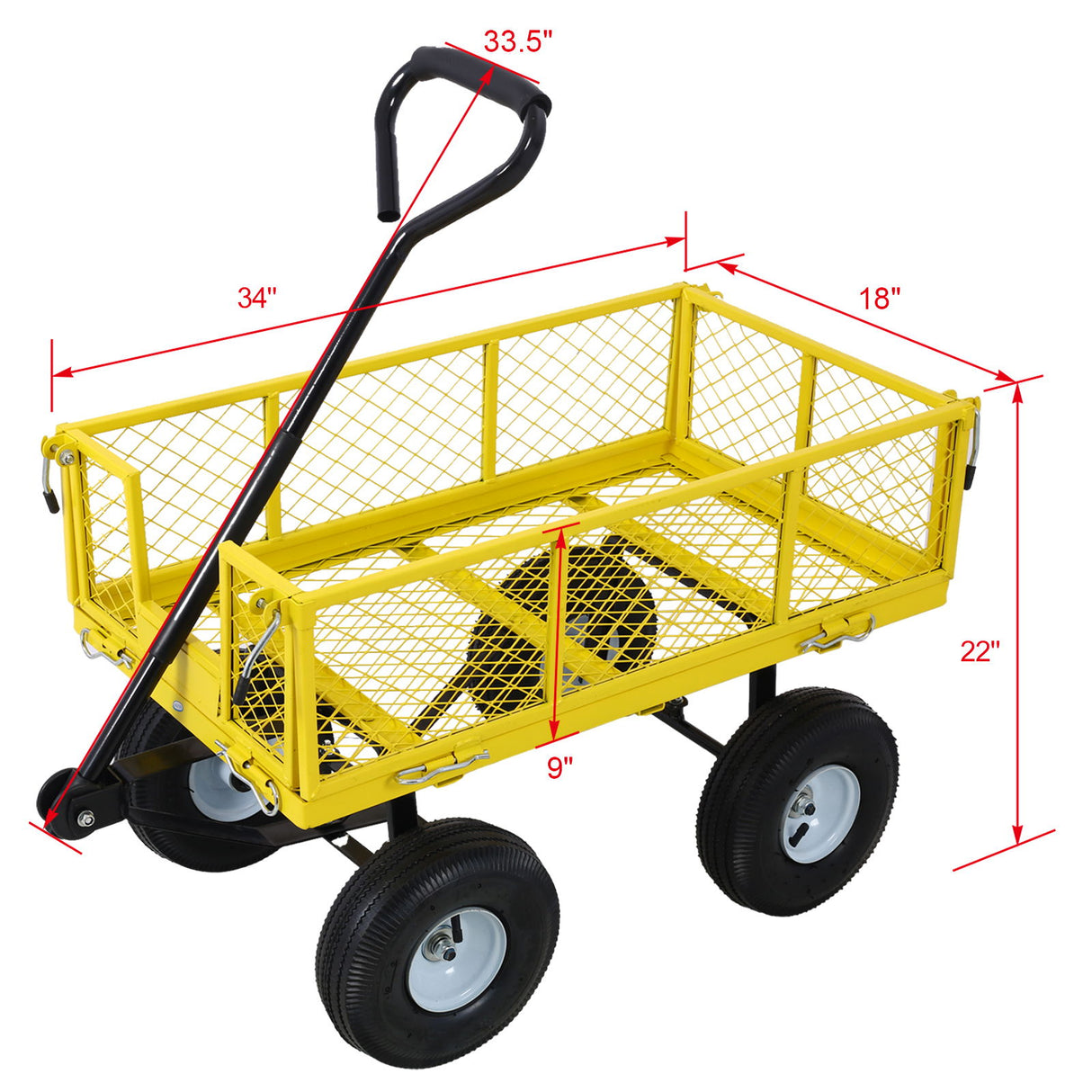Heavy Duty Steel Garden Cart With Mesh Sides