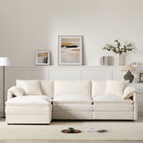 Modular Sectional With Deep And Wide Seat, Cloud Couch Set With Double Cushions Sofa With Movable Ottoman