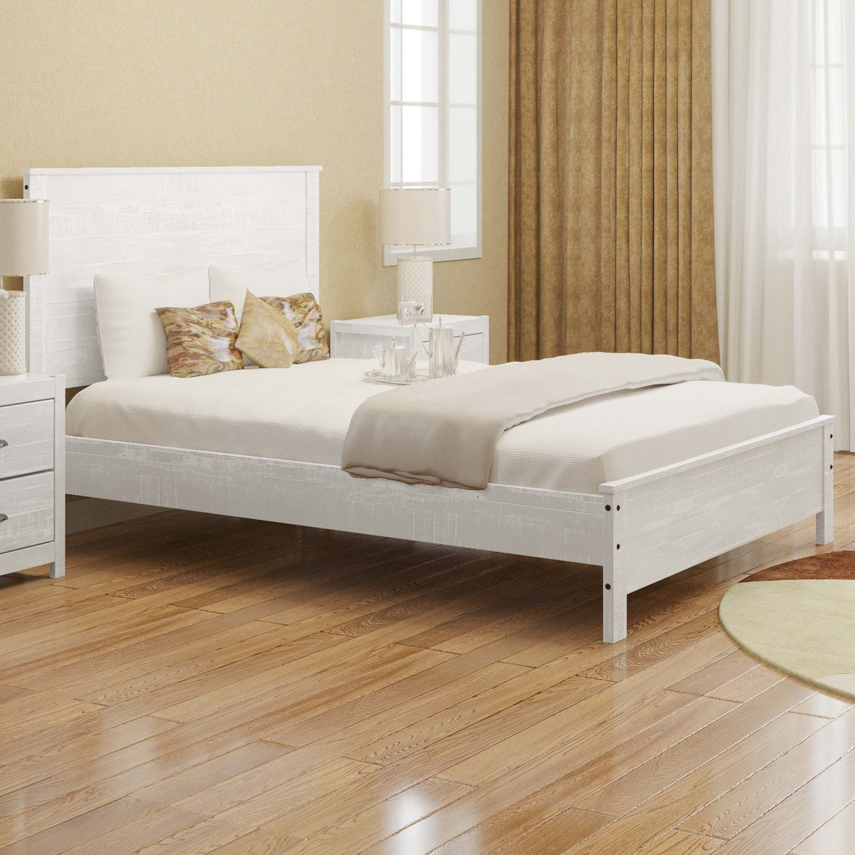 Albany - Bed Frame With Headboard, Heavy Duty Modern Rustic Design