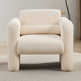 Modern Accent Chair Lambskin Sherpa Fabric Upholstered Comfy With Pillow