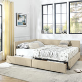 Mid-Century Storage Upholstered Tufted Bed Frame With Backrest And Armrests